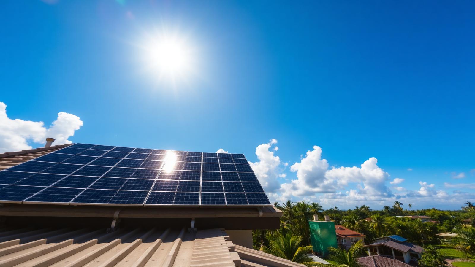 Painéis solares instalados no telhado de uma casa